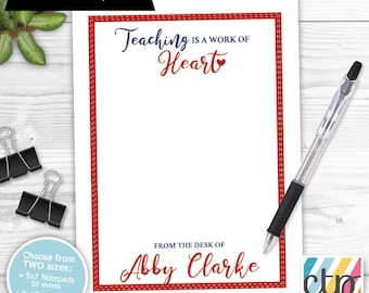 Teacher Notepad, Personalized Notepad, Teacher Appreciation Gift, Teacher Gifts,