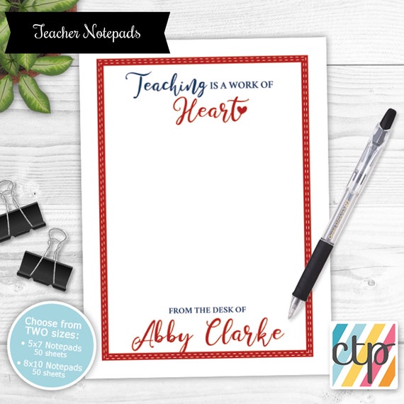 Teacher Notepad, Personalized Notepad, Teacher Appreciation Gift, Teacher Gifts, Il_570xn
