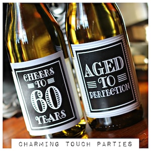 60TH BIRTHDAY PARTY Wine Labels, Masculine Birthday Party Decorations. Milestone Birthday Party,Cheers to 60 Years,Wine Favor,Any Age. image 1