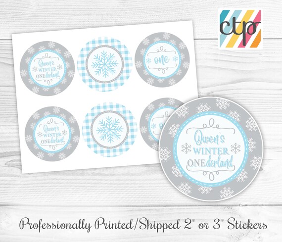 Personalized Glossy Boy Winter ONEderland Theme Birthday Party Favor Labels - Onederland Girl Favor Stickers - Gift Tags Il_570xn