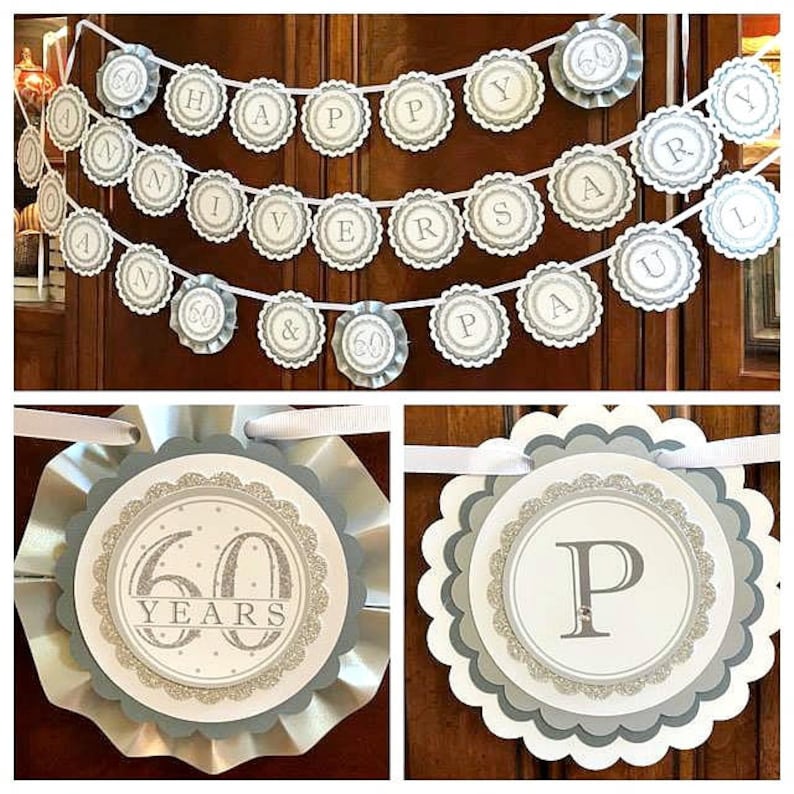 DIAMOND JUBILEE DECORATIONS 60th Wedding Anniversary Decor Etsy