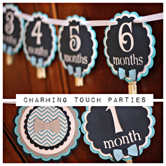 LITTLE MAN BIRTHDAY, Bowtie Party, Mustache Bash Party Decorations, 12 Month Photo Banner, 1st Year Banner, Month Banner, 1st Birthday, Boy Il_570xn