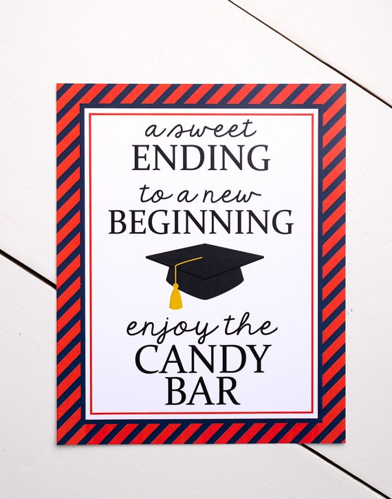 Graduation Candy Bar Sign, A Sweet Ending To A New Beginning, Grad Candy Bar, Class of 2020, You Choose Colors! Il_570xn