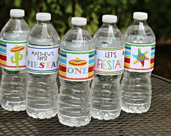 Fiesta Water Bottle Labels, My First Fiesta, Taco TWOsday, Water Wraps, Fiesta Decorations