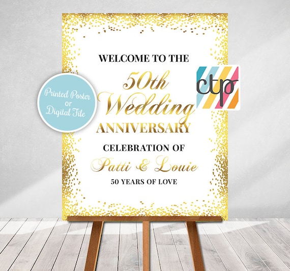 Golden Anniversary, Welcome Poster, 50th Anniversary Welcome Sign, Anniversary Poster, Printed or Digital File Il_570xn