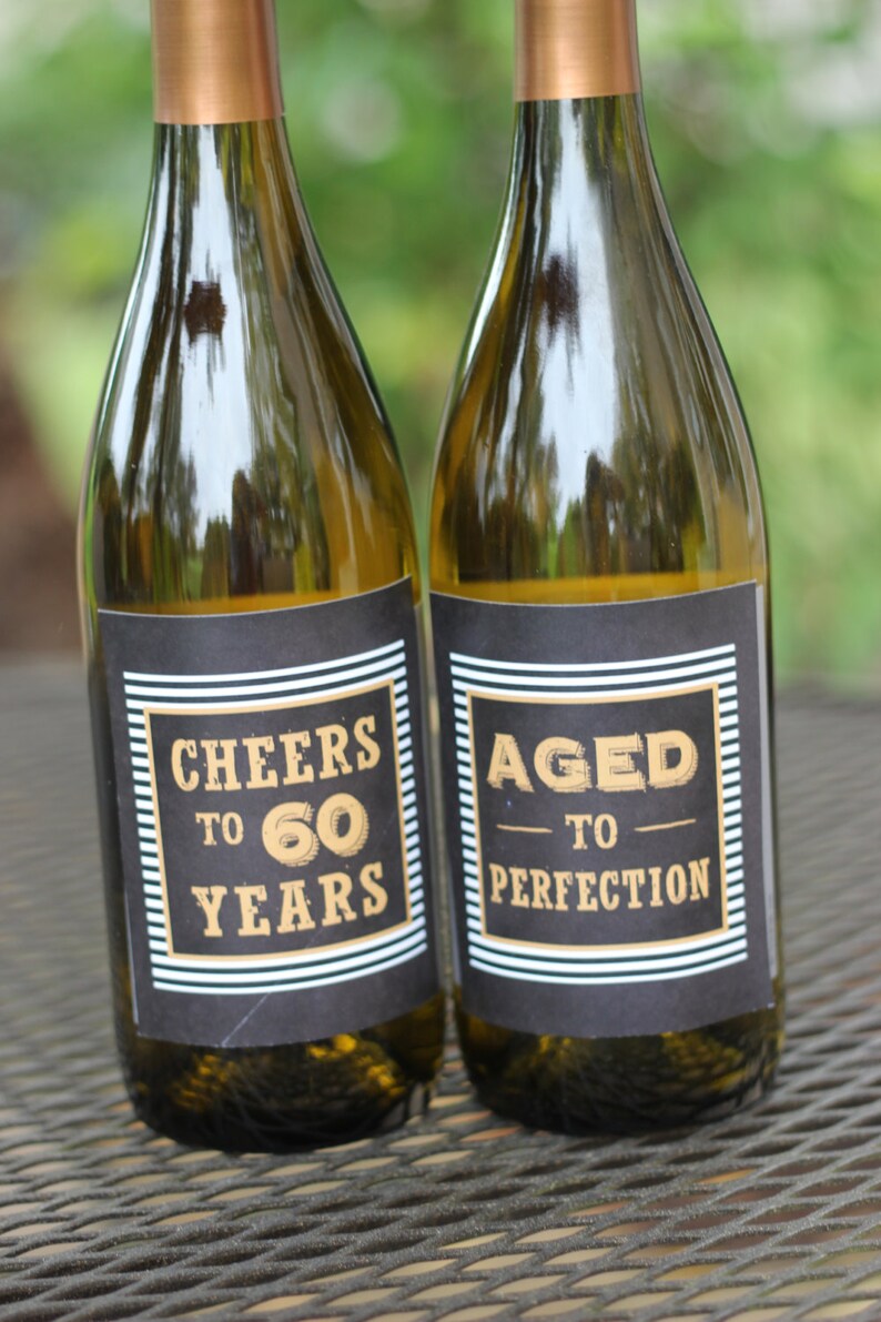 60th birthday party wine labels masculine birthday party etsy