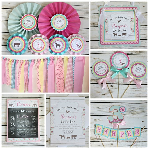 Shabby Chic Farm Birthday Decorations Cowgirl Party Package