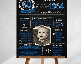 60th Birthday Sign, Born in 1964, Custom Sign, Birthday Gifts, Personalized Gift, Best Friend Gifts,