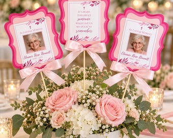 Personalized Memorial Centerpieces, Celebration of Life Photo Funeral Table Decorations