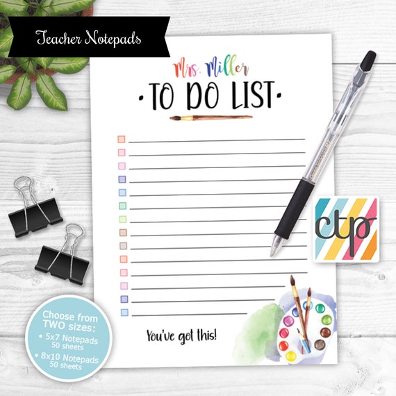 Art Teacher Notepad, Personalized Notepad, Teacher Appreciation Gift, Teacher Gifts, Artist Gift Il_570xn