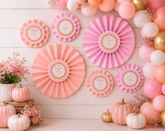 Little Pumpkin Rosette Backdrop | Pink First Birthday Party Decorations