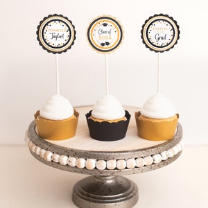 Graduation Cupcake Toppers, Graduation Party Decorations, Class of 2025, You Choose Colors!