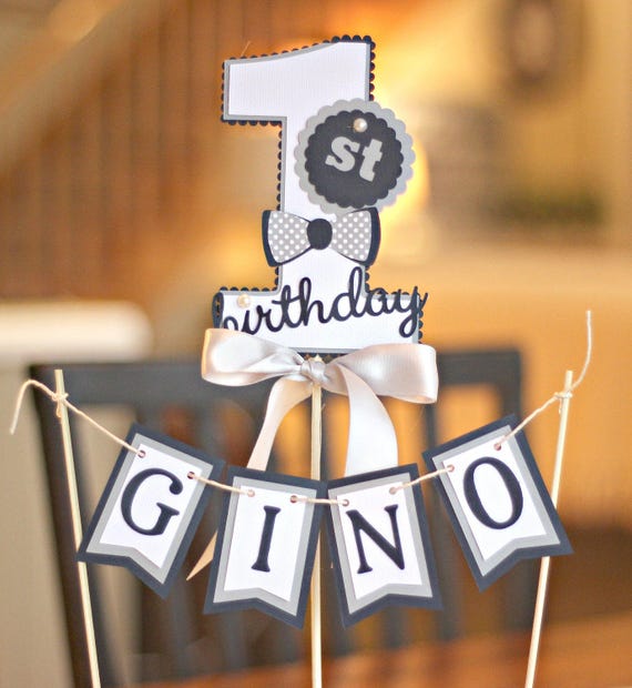 LITTLE MAN BIRTHDAY Cake Topper, Smash Cake, Bowtie Birthday, Mustache Bash, Boy 1st Birthday, Blue, Grey, First Birthday Party Decoration Il_570xn