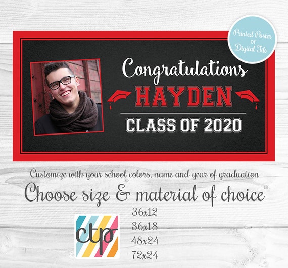 High School Graduation Banner, Class of 2020 Banner, College Graduation Party Banner, Congrats Grad Personalized Banner Il_570xn