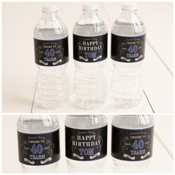 Masculine Birthday Party, Water Bottle Labels, Vintage Dude, Milestone Birthday Decorations Il_570xn
