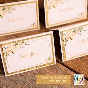 Golden Anniversary Food Labels, 50th Anniversary, Menu Cards, Golden Years, 50th Wedding Anniversary Party Decorations,
