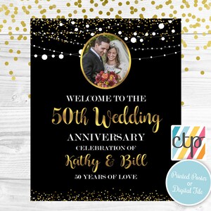 50th anniversary sign, Anniversary Printable, Printed Welcome Sign, 50th Anniversary decoration, Wedding Anniversary, Golden Anniversary