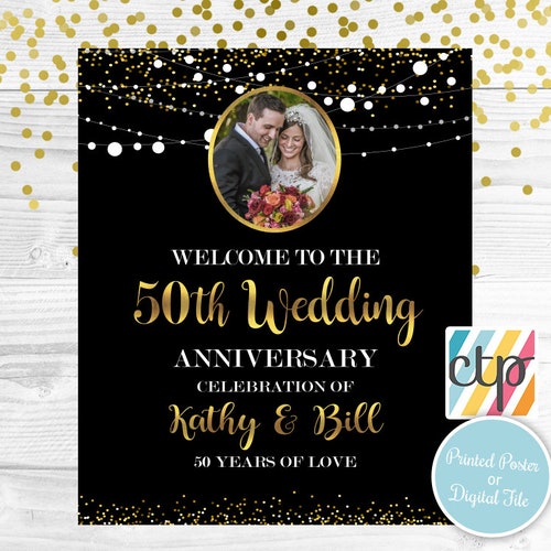 50th Anniversary Sign Anniversary Printable Printed Welcome - Etsy