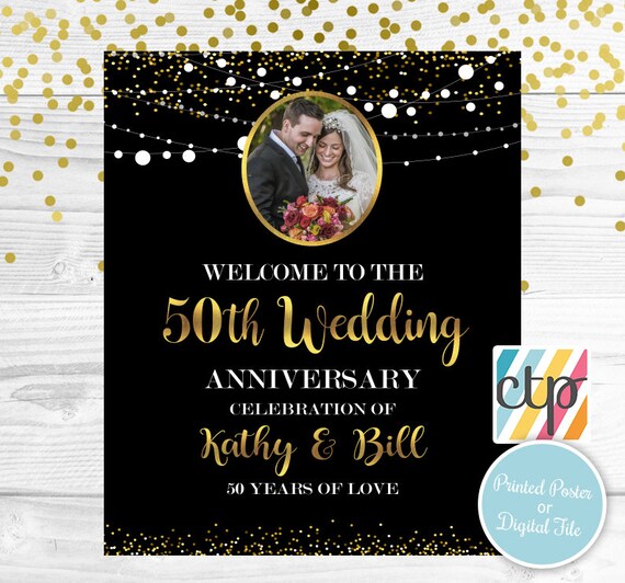 50th anniversary sign, Anniversary Printable, Printed Welcome Sign, 50th Anniversary decoration, Wedding Anniversary, Golden Anniversary Il_570xn