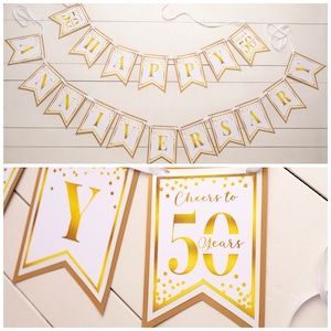 GOLDEN ANNIVERSARY 50th Anniversary Party Decorations Anniversary Banner 50th Wedding Anniversary Golden Years