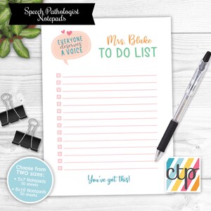 Speech Pathologist Notepad SLP Gift Personalized Teacher Notepad Teacher gift teacher notepad personalized notepad image 2