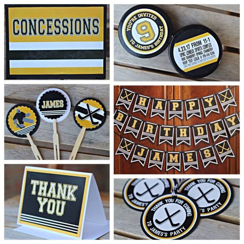 HOCKEY PUCK FAVOR Stickers Boy Hockey Birthday Party Favor Etsy