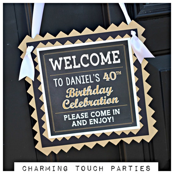40th Birthday Decorations 40th Birthday Party Welcome Sign Door
