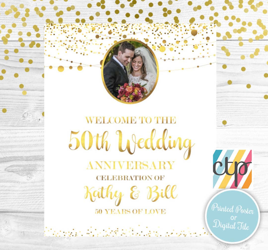 50th Anniversary Sign, Anniversary Printable, Printed Welcome Sign ...