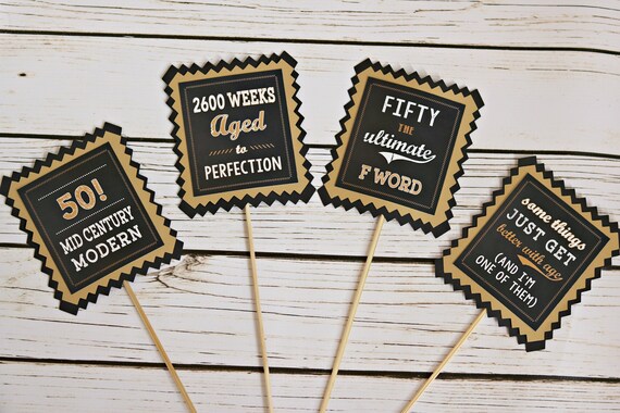 50TH BIRTHDAY PARTY Centerpiece Sticks, 50th Birthday Centerpiece, Vintage Birthday, Cheers to 50 Years, Adult Party, Black and Gold Il_570xn