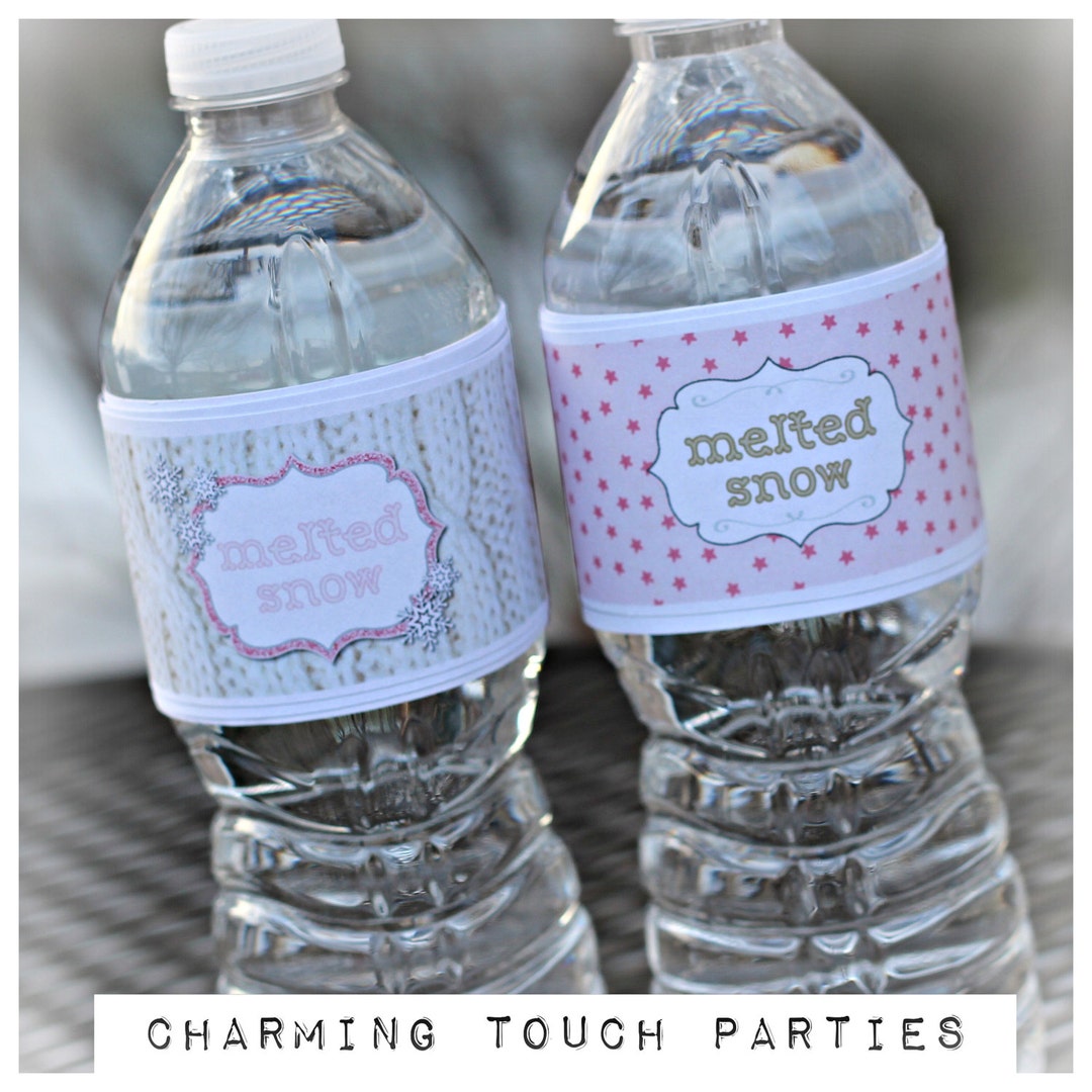 MELTED SNOW Printed Water Bottle Labels Winter Wonderland - Etsy