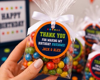 Teen Boy Birthday Favor Tags | Personalized Birthday Thank You Tags | Set of 10 Fully Assembled!