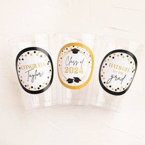 Graduation Party Cups, Personalized Plastic Cups, Custom Party Cups, Class of 2024, Son Graduation, ANY SCHOOL COLORS image 1