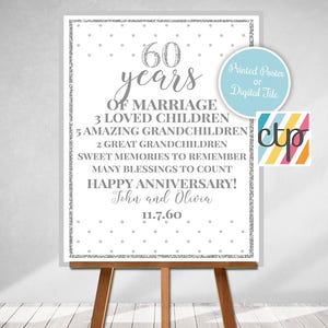 DIAMOND JUBILEE Printed Poster "Were Married in Year", Marriage Board, Back in 1966, What Happened in 1966, 60th Anniversary , Silver image 17