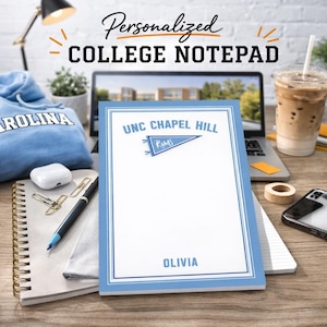 College Notepad - Personalized with Name, University Name, Mascot and Colors!