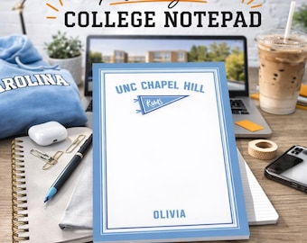 College Notepad - Personalized with Name, University Name, Mascot and Colors!