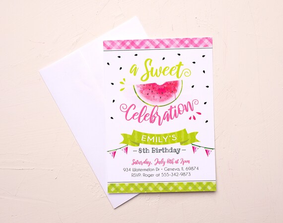 Watermelon Invitation, One In A Melon, Girl 1st Birthday, Summer Party Theme, A Sweet Celebration Il_570xn