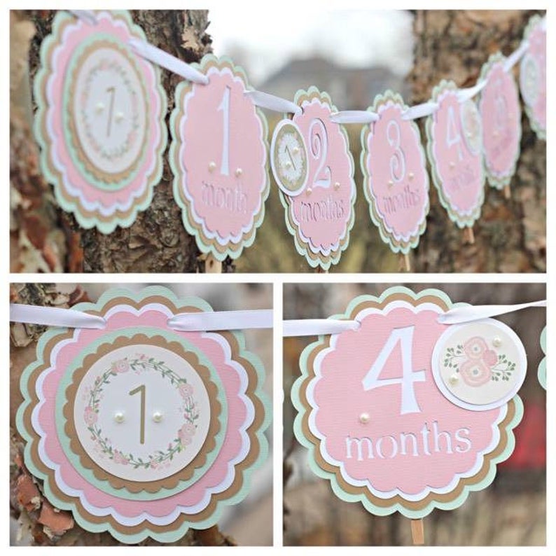 FIRST BIRTHDAY DECORATIONS, First Birthday Cake Topper, Smash Cake, Shabby Chic Decorations, Floral Wreath Decorations, Girl 1st Birthday image 6