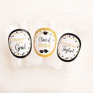 Graduation Party Cups, Personalized Plastic Cups, Custom Party Cups, Class of 2024, Son Graduation, ANY SCHOOL COLORS image 3