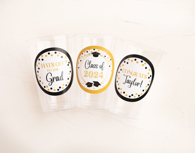 Graduation Party Cups, Personalized Plastic Cups, Custom Party Cups, Class of 2024, Son Graduation, ANY SCHOOL COLORS image 3