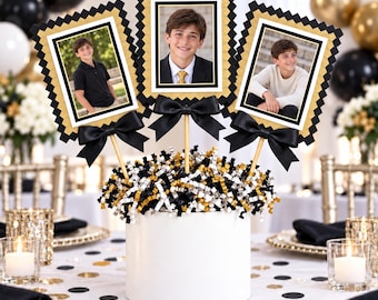 Personalized Bar Mitzvah Photo Centerpiece, Custom Boy’s 13th Birthday Table Decoration