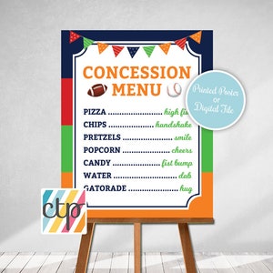 Concessions Menu, All Star Sports Birthday, Concessions Sign, Concession Stand, Boy Sports Party Decorations image 2