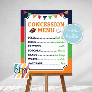 Concessions Menu, All Star Sports Birthday, Concessions Sign, Concession Stand, Boy Sports Party Decorations image 1