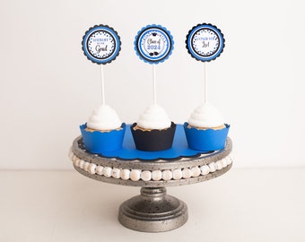 Graduation Cupcake Toppers, Graduation Party Decorations, Class of 2024, Daughter Graduation, Any School Colors!