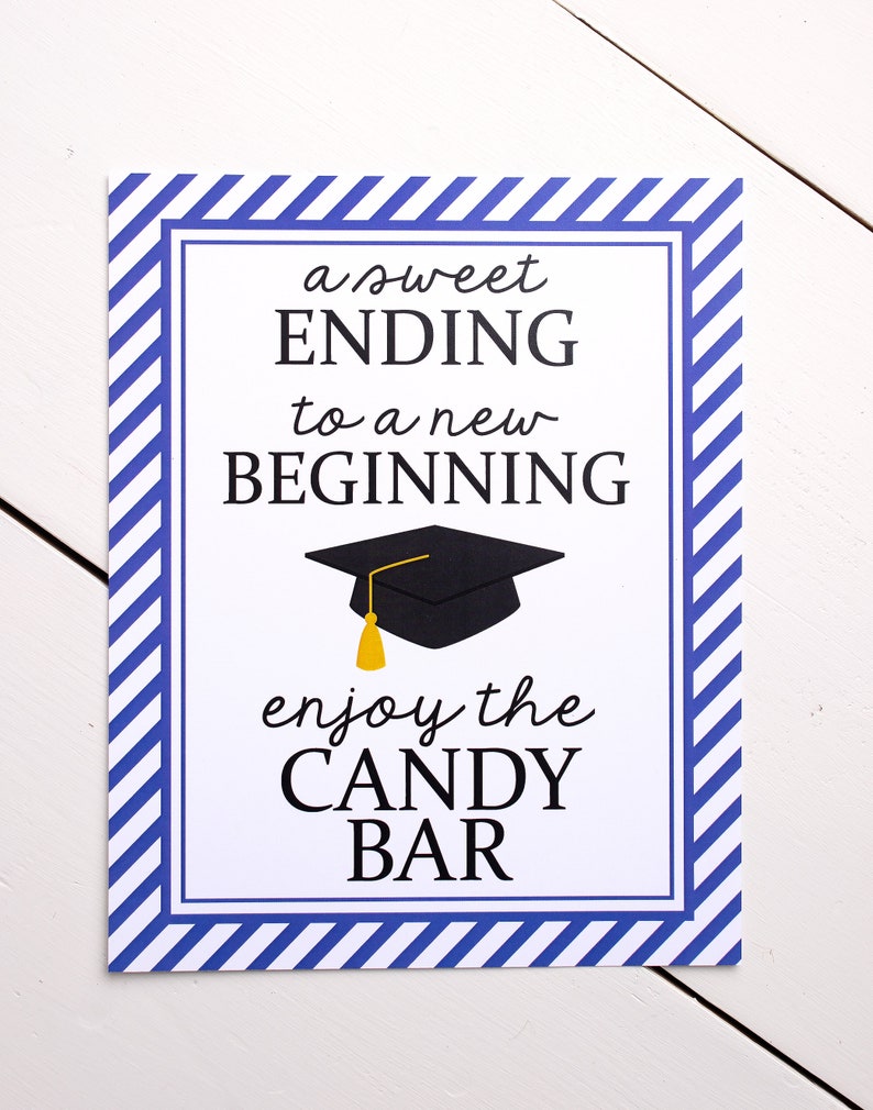 Graduation Candy Bar Sign A Sweet Ending to A New Beginning Etsy
