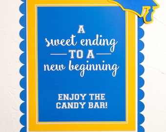 Letrero personalizado para barra de dulces de graduación o mesa de postres, varias opciones de tamaño, ¡colores de cualquier escuela!