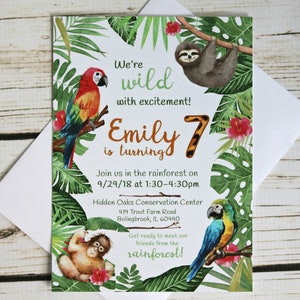 RAINFOREST BIRTHDAY PARTY Cupcake Toppers Rain Forest Jungle Safari Sloth Macaw image 6