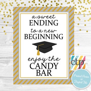 GRADUATION CANDY BUFFET, Candy Bar Sign, Grad Candy Bar, Graduation Food Labels, Graduation Supplies, Class of 2025, Silver and Gold