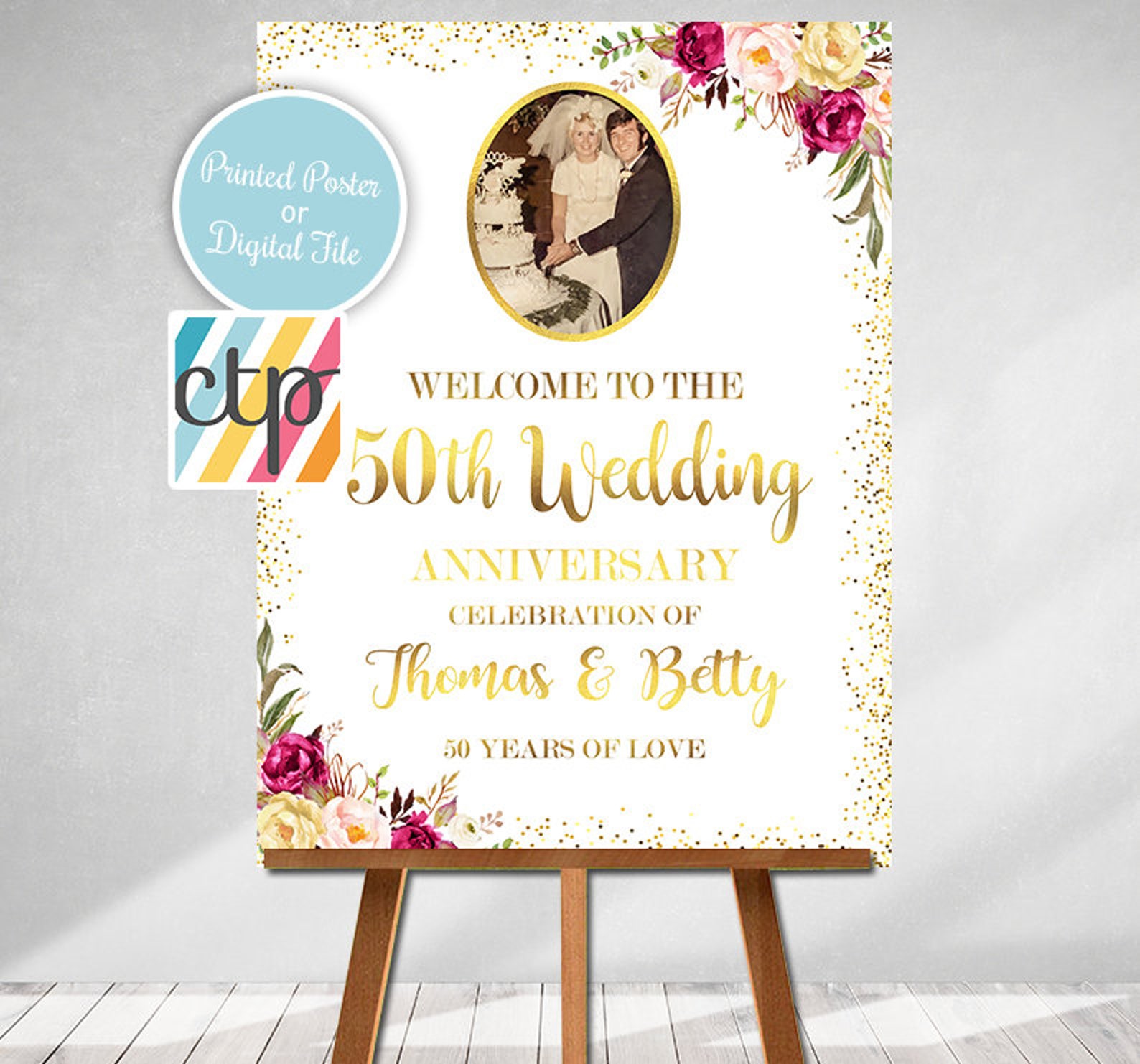 50th Anniversary Sign Anniversary Printable Printed Welcome - Etsy