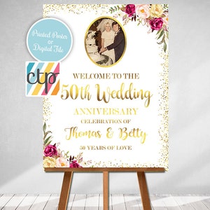 50th anniversary sign, Anniversary Printable, Printed Welcome Sign, 50th Anniversary decoration, Wedding Anniversary, Golden Anniversary