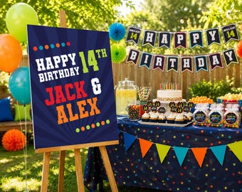 Personalized Birthday Welcome Sign for Boys, Teen Boy Birthday Decorations, Any Age PRINTED Birthday Poster - 7 Size Options